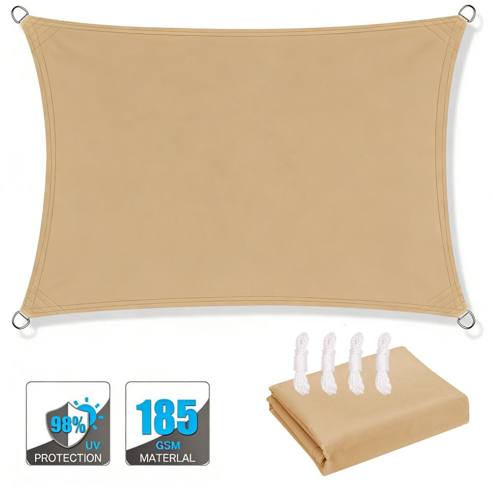 Водонепроницаемый солнцезащитный парус 98% УФ-блок навес квадратный прямоугольник 3м*3м/3,6м*3,6м/5м*3м/4м*3м ДЛЯ сада, газона, патио со скидкой 40% 200x200CM песочный