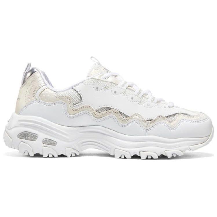 Skechers DLites 1.0 Mesh Shell Versatile Scarpe Casual Lifestyle Basse Sneaker Donna Bianco 896242-WHT