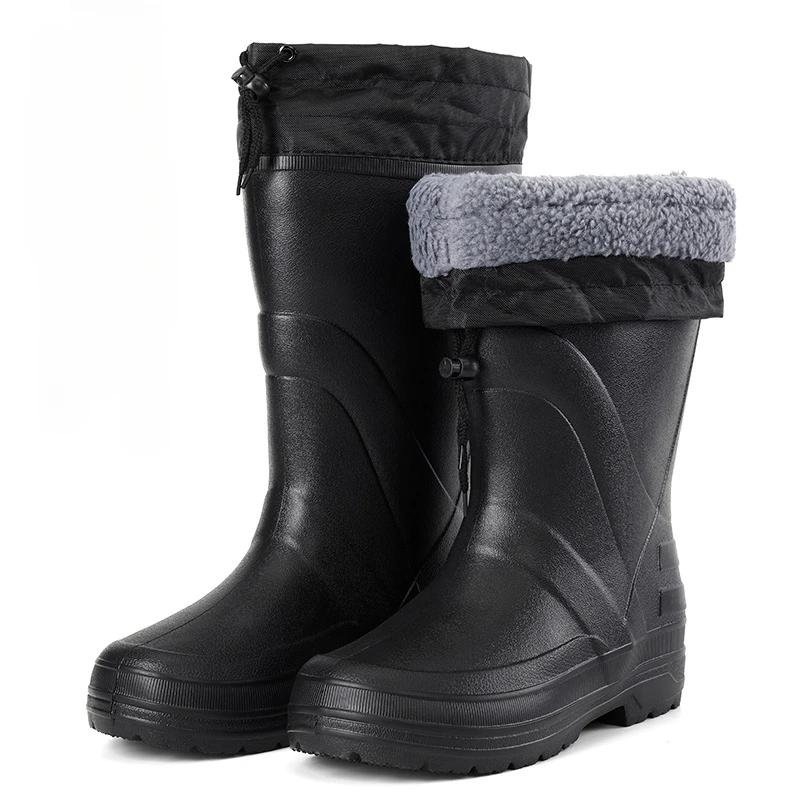 Men's Rain Boots EVA Non-slip Boots Winter Warm Waterproof Shoes Male Platform Snow Boot Outdoor Fishing Shoes Women Rain Shoes
