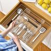 NIUBEE Expandable Kitchen Drawer Organizer for Flatware and Utensils,Clear Acrylic Adjustable Silverware Tray for Drawer,Office,Bathroom Supplies-9