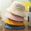 Lamb Wool Bucket Hat Winter Warm Hats For Women Lady Thicken Flat Top Cap Unisex Men Panama Outdoor Fisherman Hat Caps