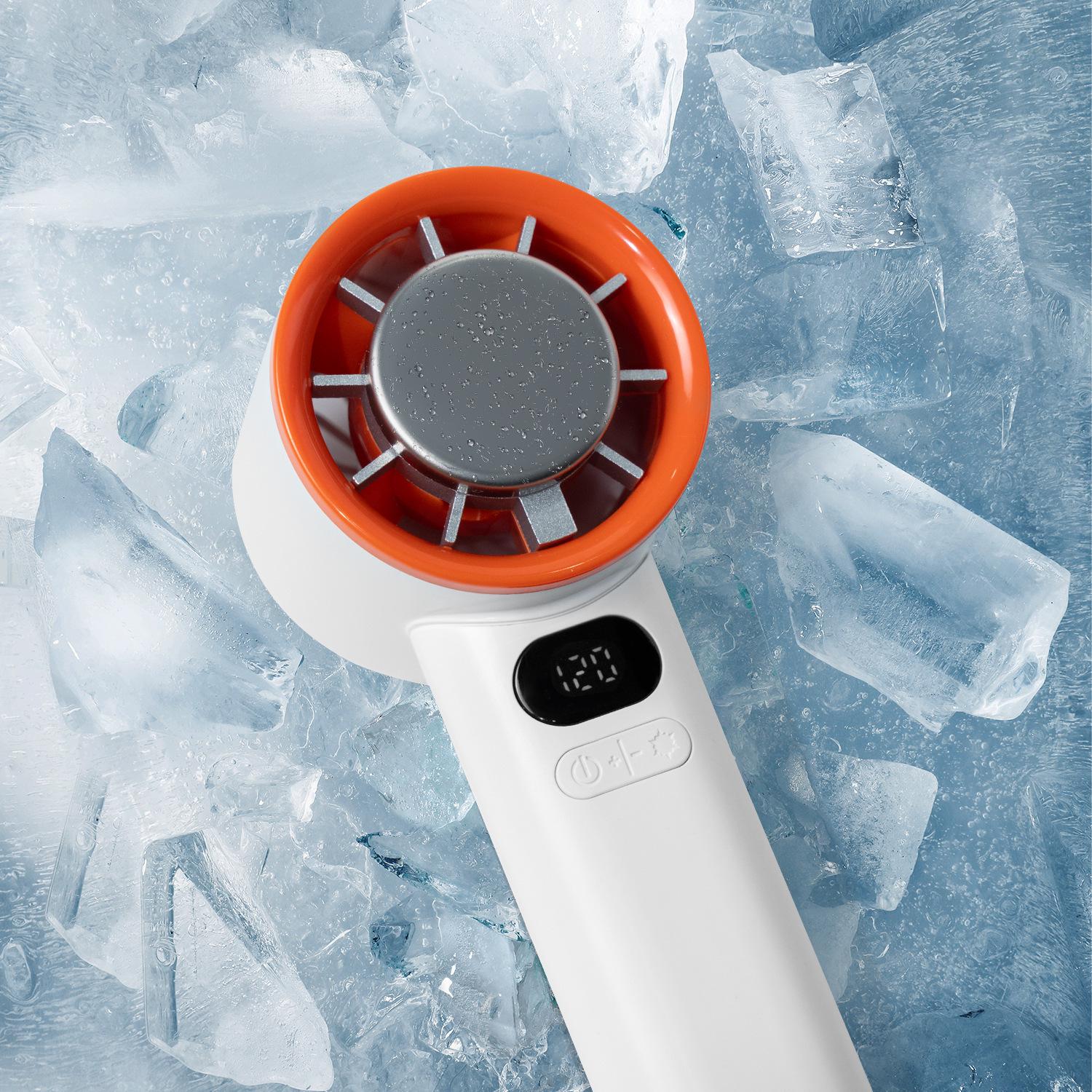 2025 Mini Handheld Portable Neck Fan with Semiconductor Cooling and Ice Pack Variable Speed Handheld Fan with Ice Pack
