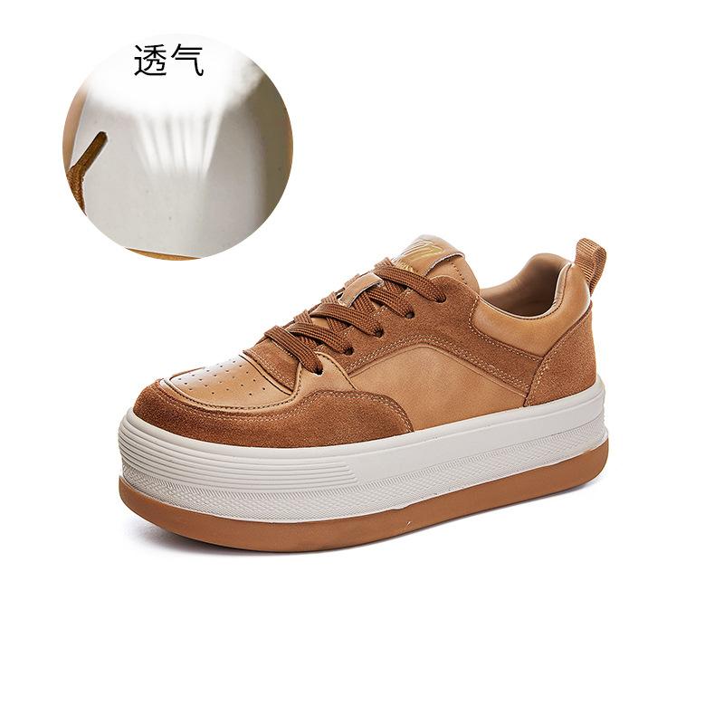 Spring retro board shoes 2025 new platform heightening shoes sports fashion white shoes casual versatile women's shoes