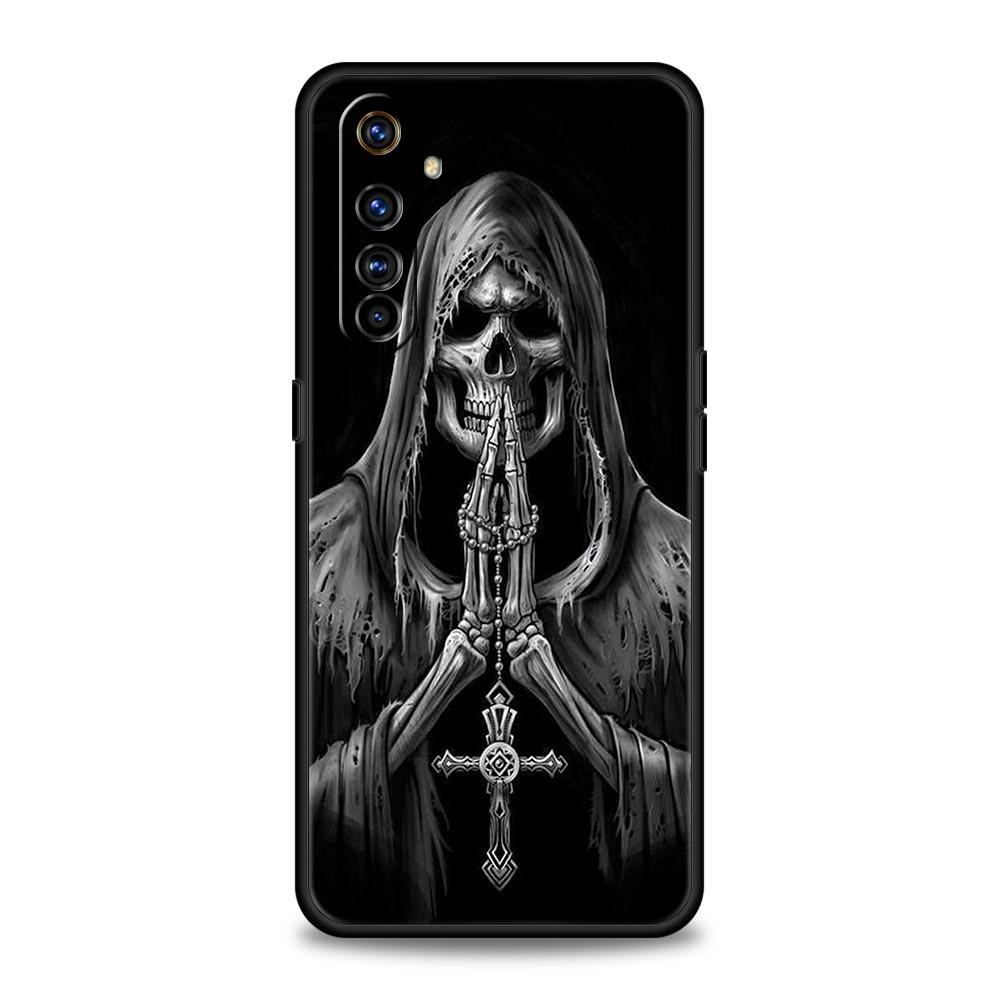 Grim Reaper Skull Skeleton Phone Case For Realme 10 9 8 5G 7 6 GT2 Pro Plus 9i 8i C21 C11 C25 C35 GT Neo 2 3 3T Soft Black Cover