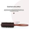 Boar Bristle Round Hair Brush Ergonomic Wooden Handle Men Women Hair Straightening Curling Volumizing Detangling Styling Comb