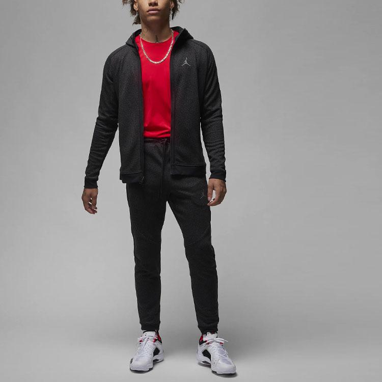 Jordan Dri-FIT Sport Full Pattern Logo Hoodie With Double Zip Design Men Sweatshirt Black FD8119-010