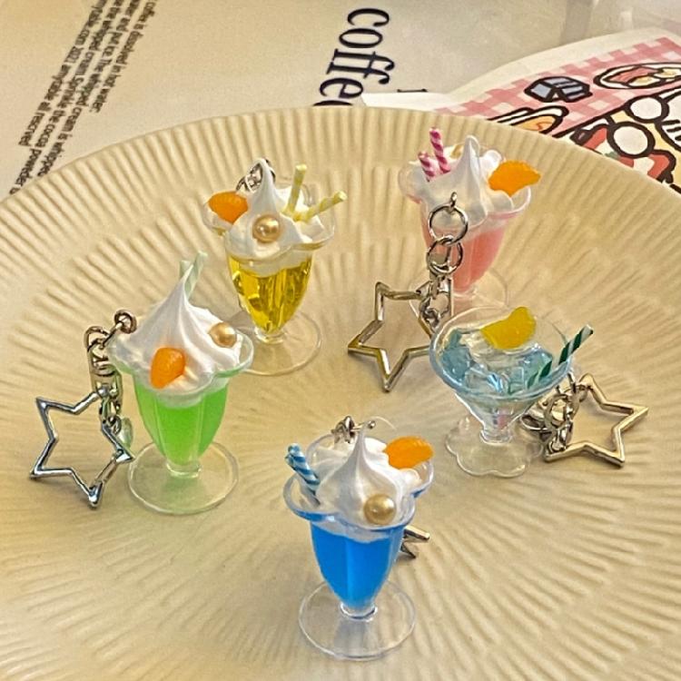 Keys Rings Ornament Juice Cup Pendant Fashion Keyring Accessories for Keychains