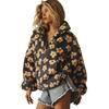 Winter Autumn Women Fleece Sweatshirt Floral Fuzzy Pullover Top Fashion Warm