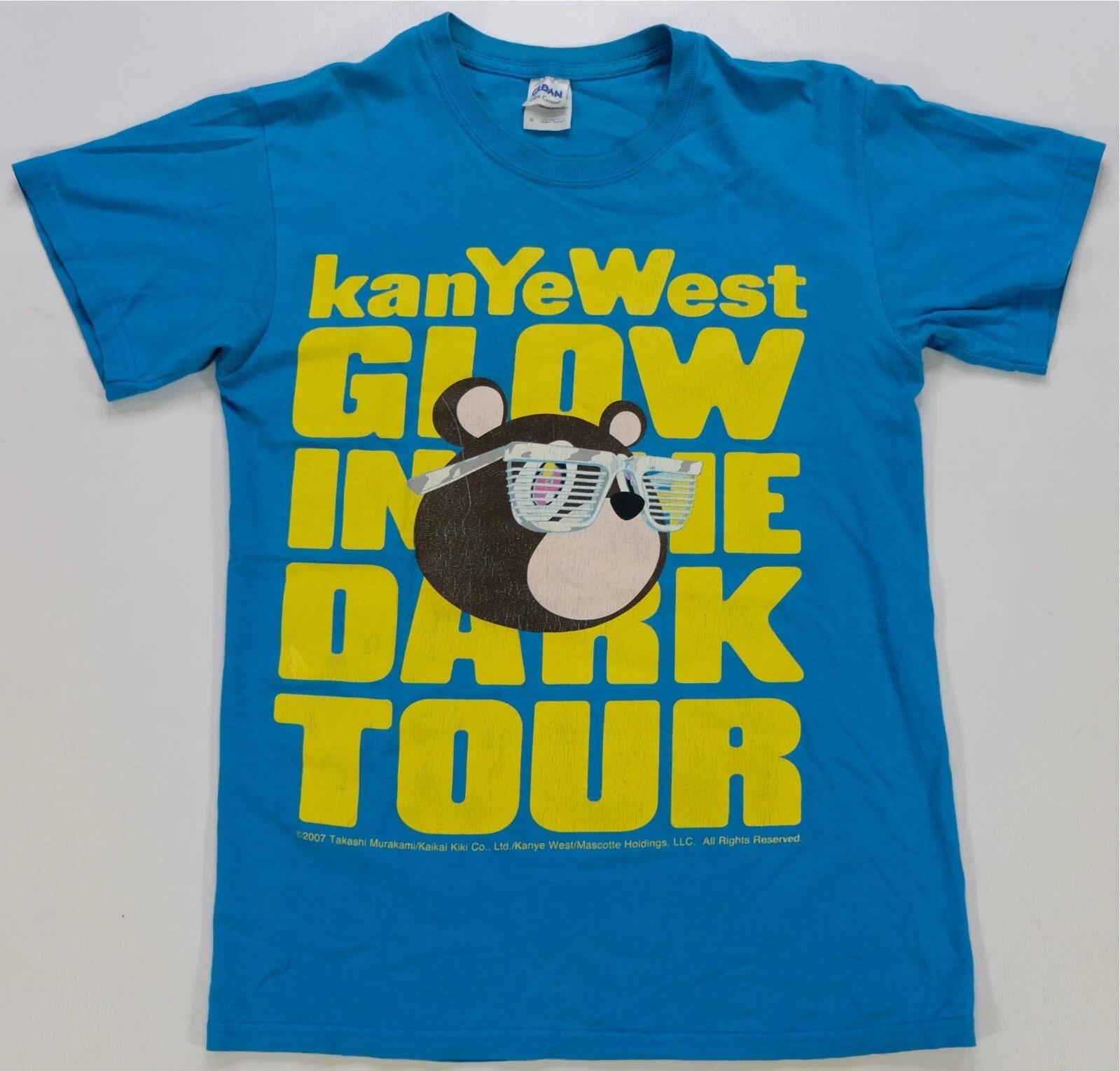 Rare Vintage Kanye West Glow In The Dark 2007 Graduation Tour T Shirt 2000s SZ S S