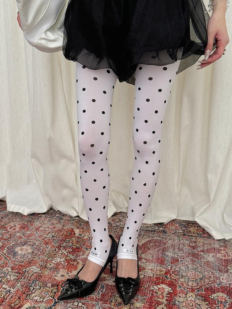 Vintage Dot Velvet Tights Women Basic Fashion Nylon Footless Pantyhose 2026 Spring Streetwear Stocking For Y2K Style