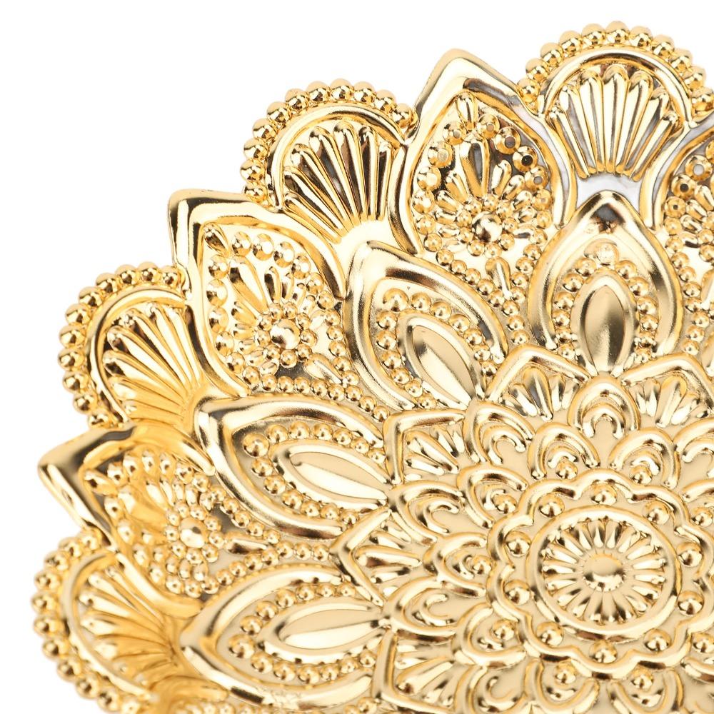Retro Embossed Turkish Serving Tray Gold Embossed Decorative Tray  For Home Bar