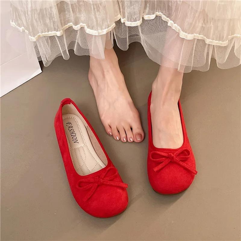 Large Size Women Flats Fashi Shallow Slip On Ladies Elegant Ballerinas Shoes Soft Suede Loafers Outdoor Casual Mary Jane Shoes