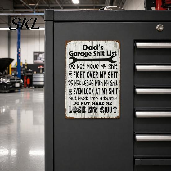 Funny Workshop Signs for Dad Garage Shit List, Tinplate Metal Sign, Man Cave Wall Decor Garage, Men Workshop, Home Bar, Retro Handyman Gift