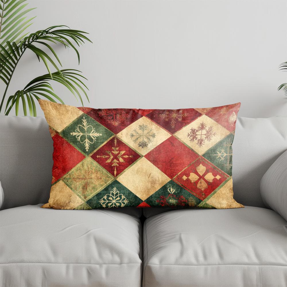 Home Decor Festive Icons Printed Pillow Cover Suitable For Sofa Bedroom Car Pillow Cover Cushion Rectangular Back Cushion