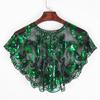 Short Mesh Shawl For Formal Clothes Feature Secure Sequins Detail Soft Polyester Cover Up Easy To Fold And Carry