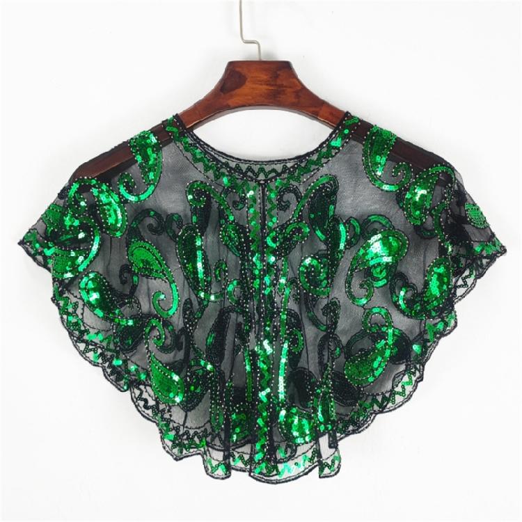 Short Mesh Shawl For Formal Clothes Feature Secure Sequins Detail Soft Polyester Cover Up Easy To Fold And Carry
