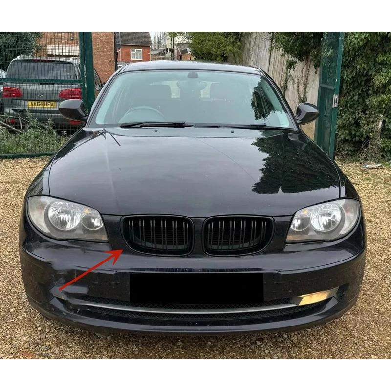 For BMW E81 E87 E82 E88 128i 130i 135i 2008-2013 Front Bumper Kidney Grille Double Line Racing Grill Glossy Black Grill Hood
