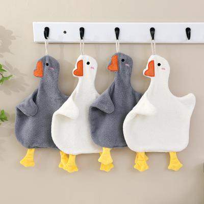 2 Pcs Goose Hand Towel Double Sided Coral Velvet Towel Absorbent Thickened Reusable