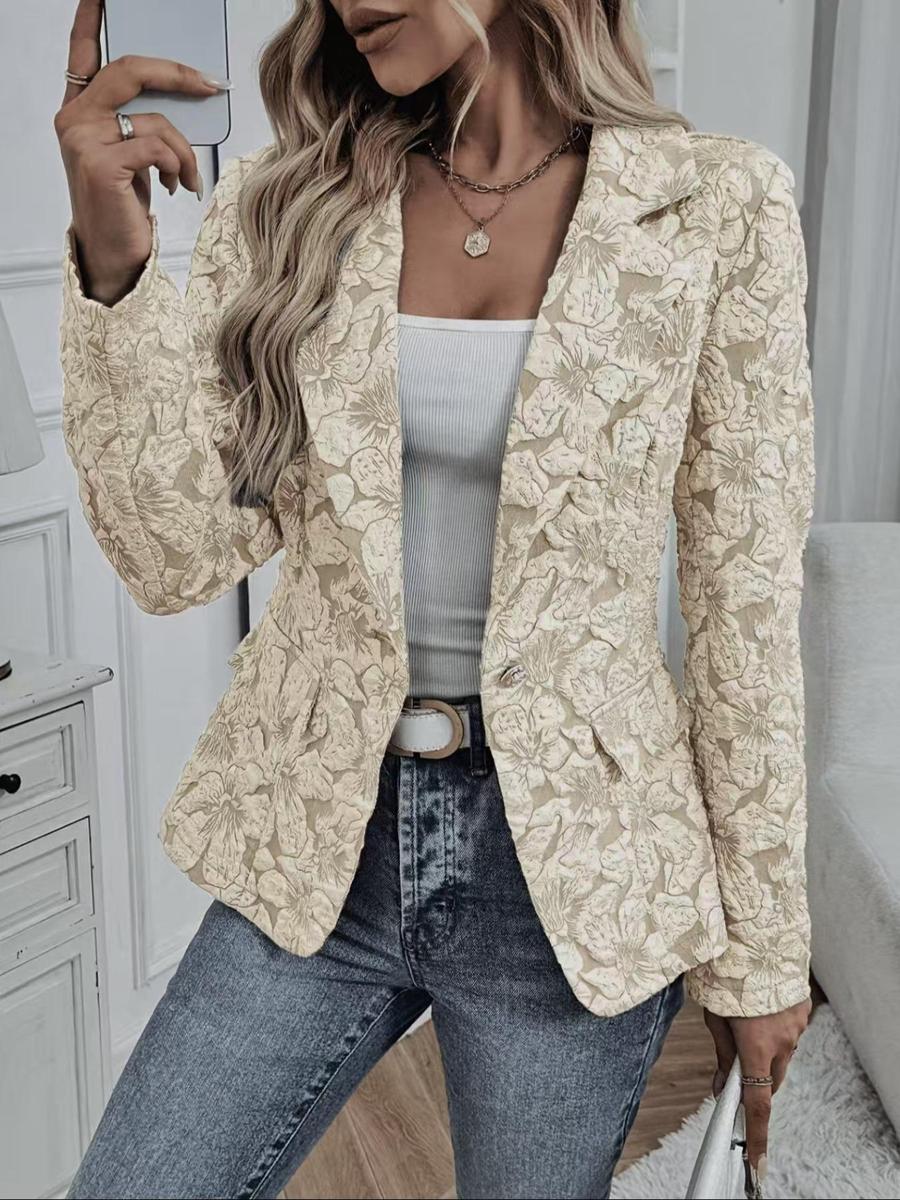 

Fashion Casual Women s Spring/Autumn Short Jacket Women s Shein Hot Sale Vintage Peony Velvet Slim Fit Blazer XXL абрикосовий