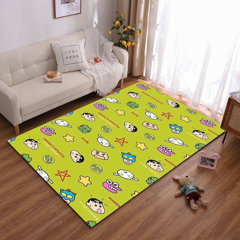 Cute Cartoon Pattern Green Rug Design - Non-slip Rug Suitable for Living Room and Bedroom Sofas.