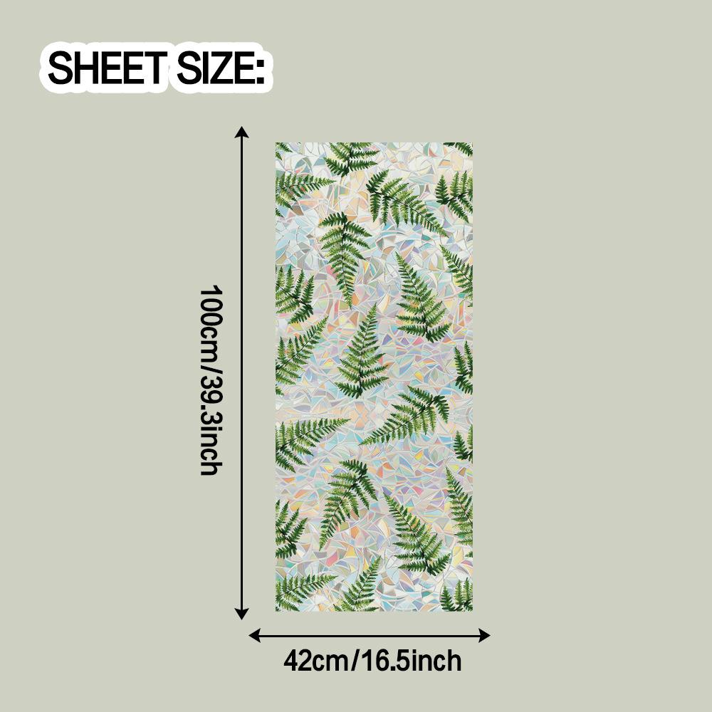 

Декоративная статическая пленка для стеклянных дверей и окон гостиной с геометрическим узором папоротникового листа, вырезанным лазером 42*100cm