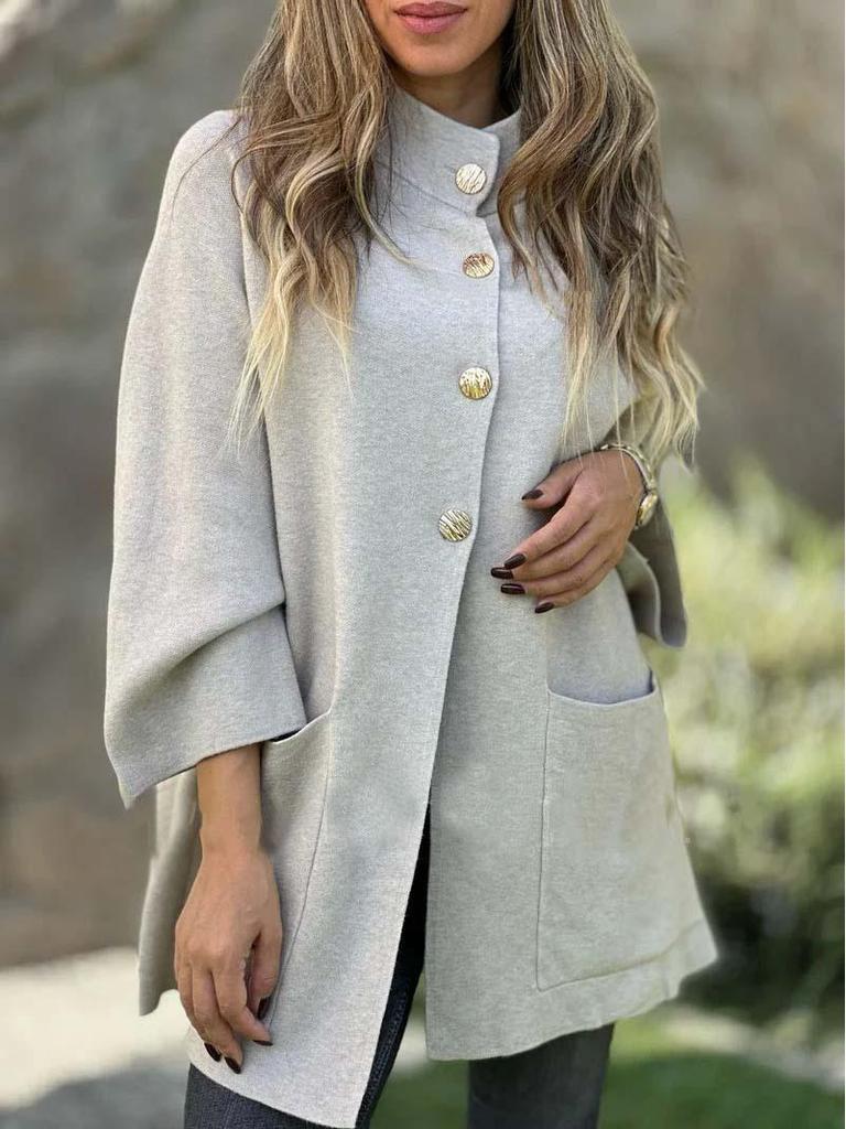 2025 European & American Autumn/Winter Women's Fashion Woolen Coat: Single-Breasted Casual Cardigan