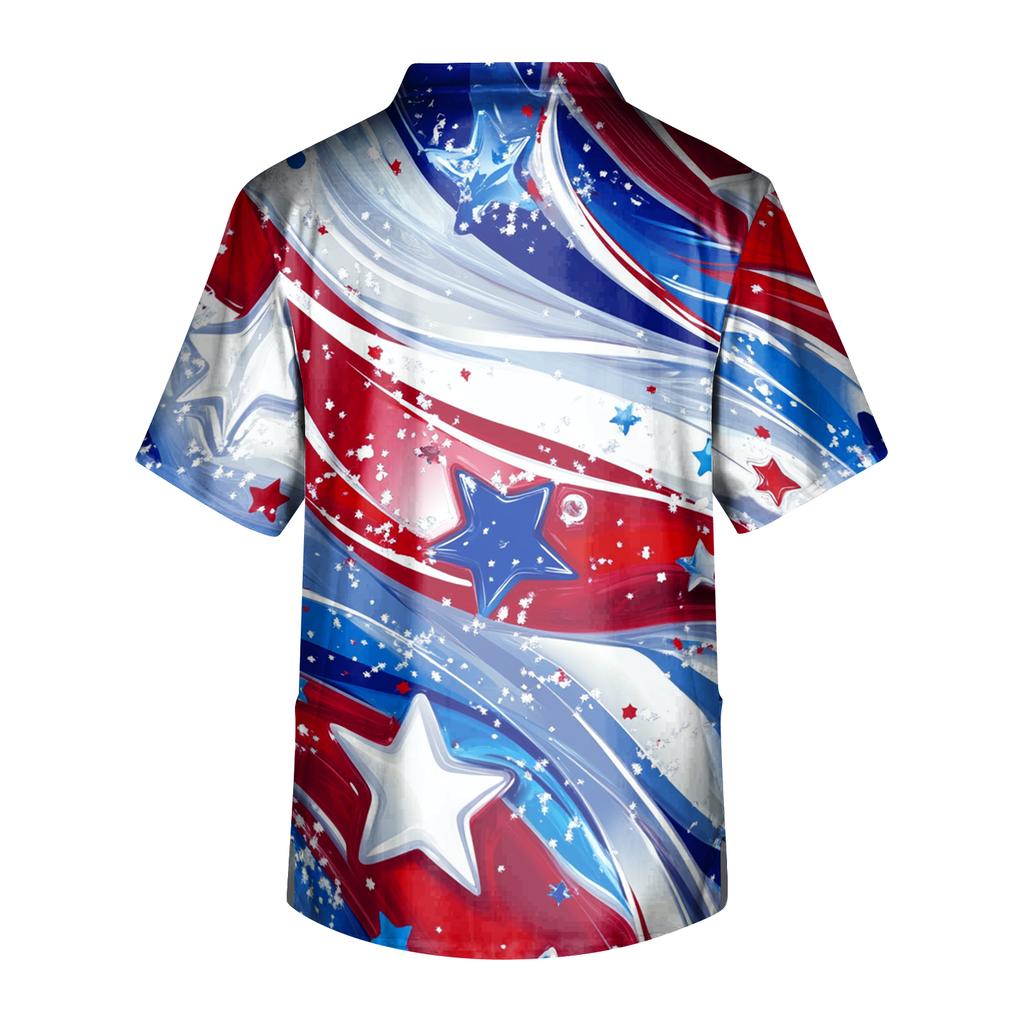 Short Sleeve V Neck Printed Scrub Top with Star Pattern Gradient Design Breathable Lightweight Fabric for Professionals Unisex Fit