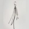 Multifunctional Alloy Fish Tail Pendant With Metal Chains And Tassels For Key Holder Earphone Hanger Or Bag Decoration