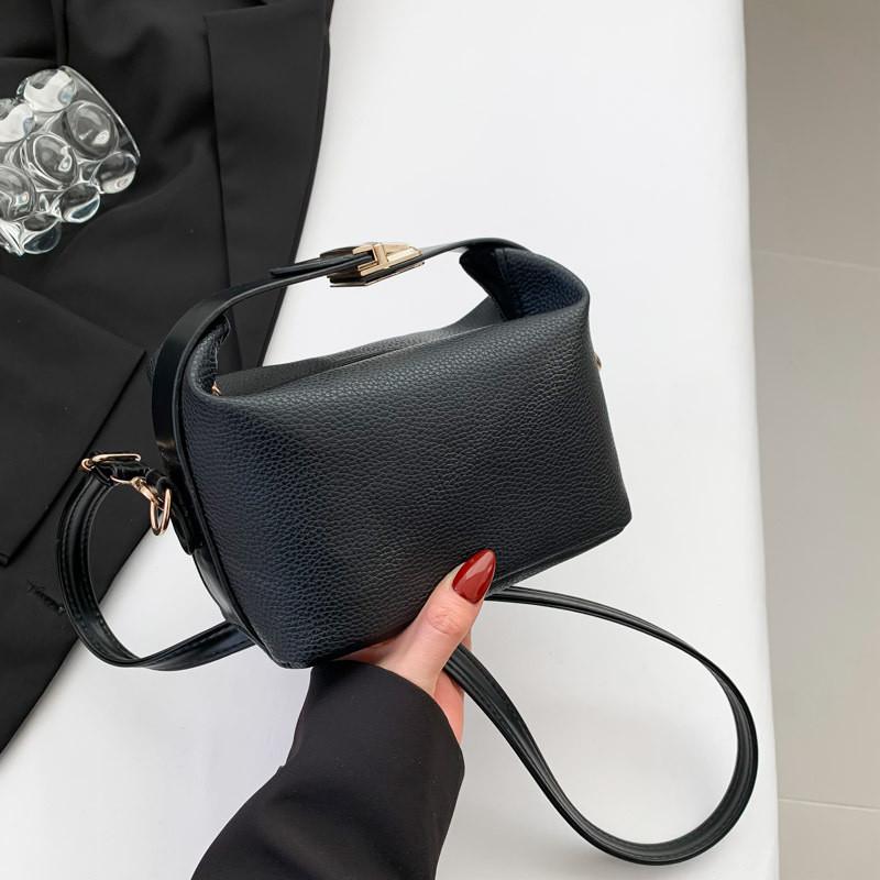 

Stylish Small Square Bag Casual Design Chic Pu Leather Handheld Shoulder Bag In Black White Brown Pink чёрный