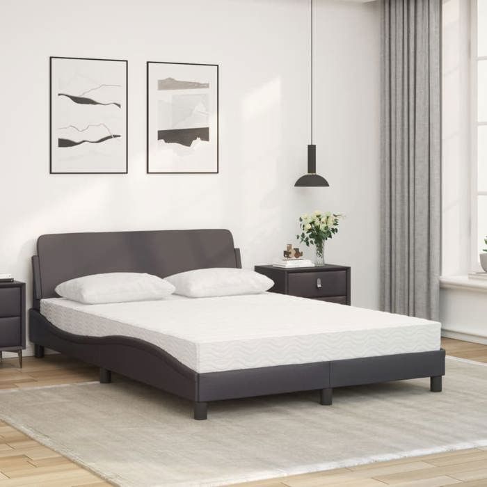 VidaXL Lit avec matelas gris 140x200 cm similicuir 3208420