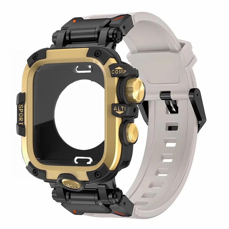 

Чохол+Ремінець 2в1 для Apple Watch Band Ultra 3 49мм 46 42 44 45мм Корпус зі сплаву металу Силіконовий браслет для IWatch 11 10 9 8 7 654SE 46mm Series 11