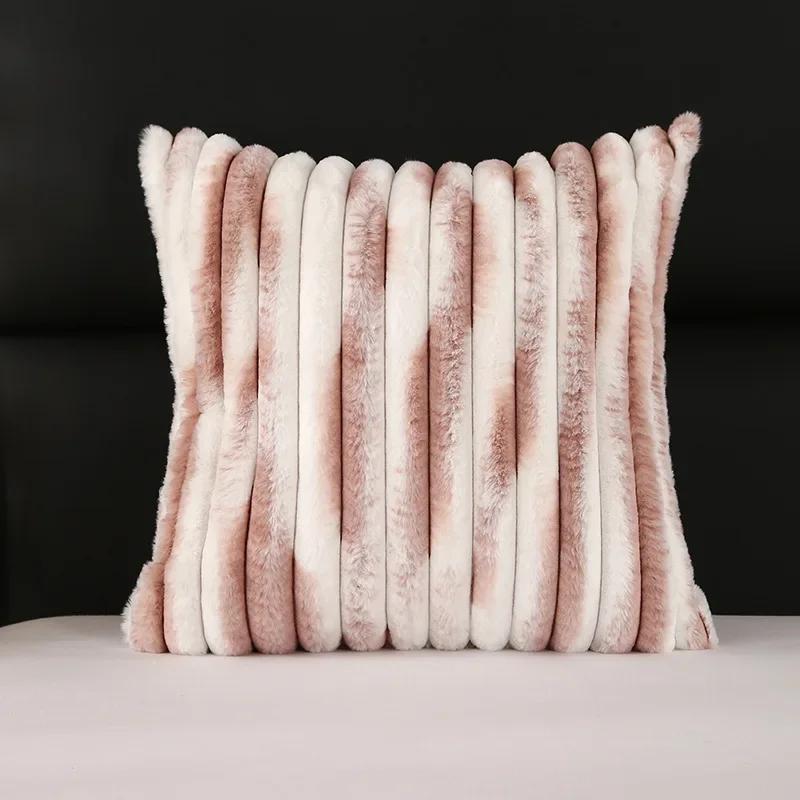 Federa per Cuscino in Finta Pelliccia di Coniglio 45x45cm Super Morbida Soffice Shaggy Copricuscini Decorazioni per la Casa Federe Copricuscini in Pelliccia Peluche