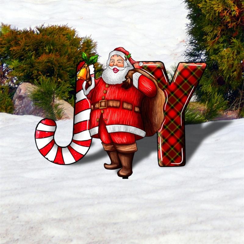 Christmas Santa Claus Stakes Xmas Garden Yard Signs Santa Claus Yard Art Outdoor Christmas Decorations for Lawn Door