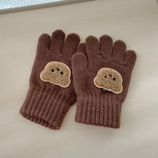 Guantes de Punto para Niños Guantes Elásticos de Dedos Completos Bordado Oso Guantes Cálidos de Invierno para Niños Niñas de 3 a 7 Años Ciclismo Deportes