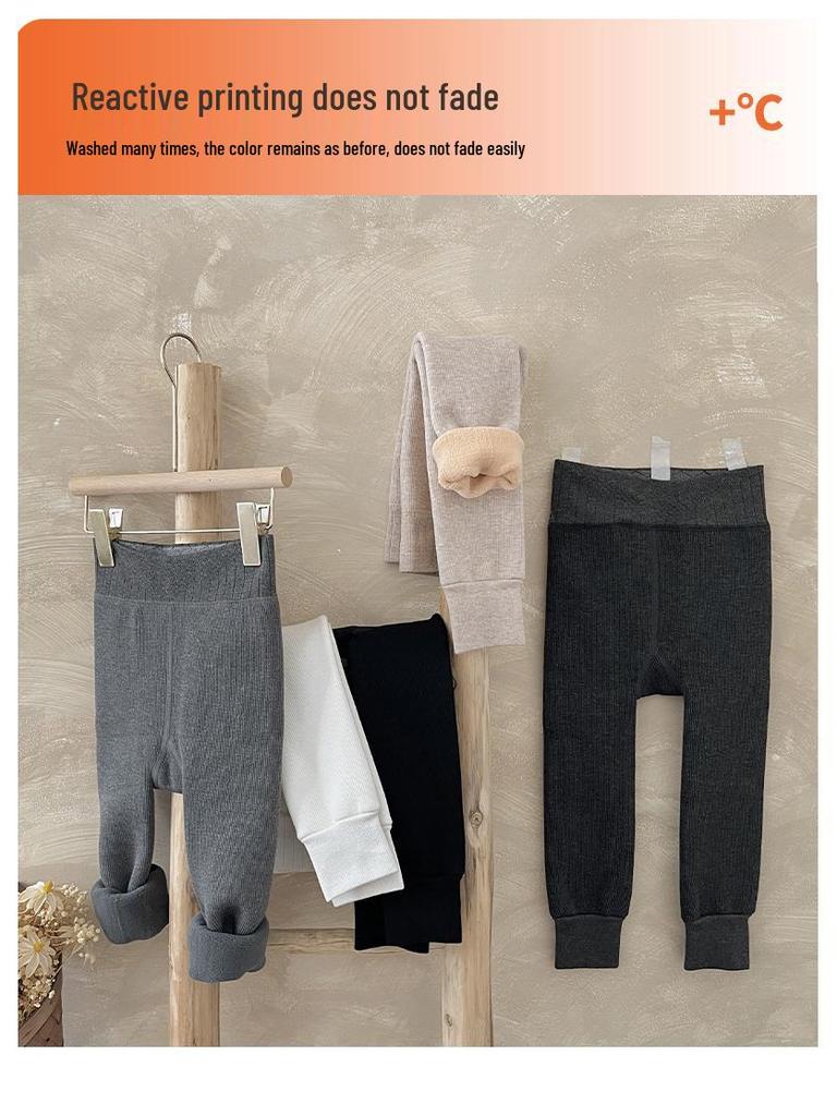 Leggings Gruesos para Niños con Forro de Forro Polar de Lana de Cordero - Medias de Color Sólido de Nueve Puntos
