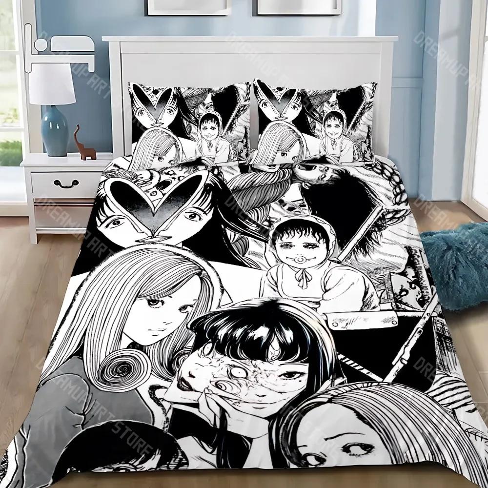 Thriller Manga Duvet Pillowcase Bedding Set Boy Junji Ito Tomie Girl Bedroom Decoration Children Gift Single Double Large Size