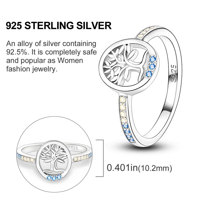 New Rings for Women 925 Sterling Silver Tree of Life Sunflower Zircon Rings Fine Wedding Engagement Birthday Jewelry Gifts