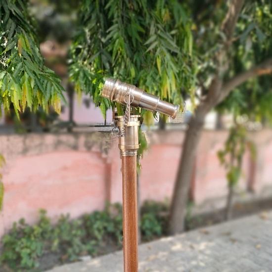Brass Telescope Handle Walking Stick Unique Multipurpose Decor for Home  Office