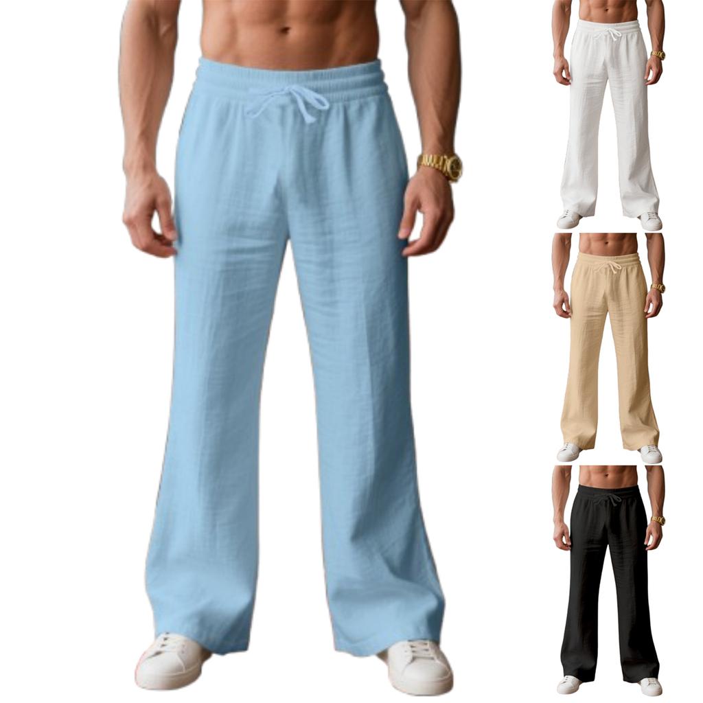 Men's Loose Casual Flared Trousers All Seasons Thin Color Vacation Sports Jogging Pants