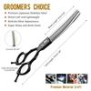 Meideng 6.5" Half-Black Curved Fishbone Pet Grooming Shears with Thinning Blade.