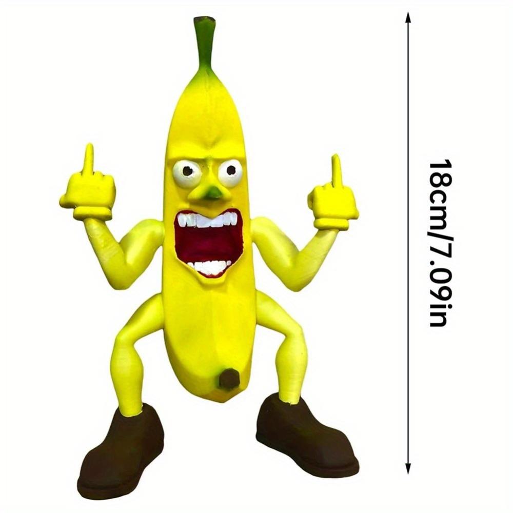 1PC Banana Gnomes Sculptures Lawn Ornaments Decorations Middle Finger Banana Man Funny Gifts No Toxic Waterproof for Outdoor Garden