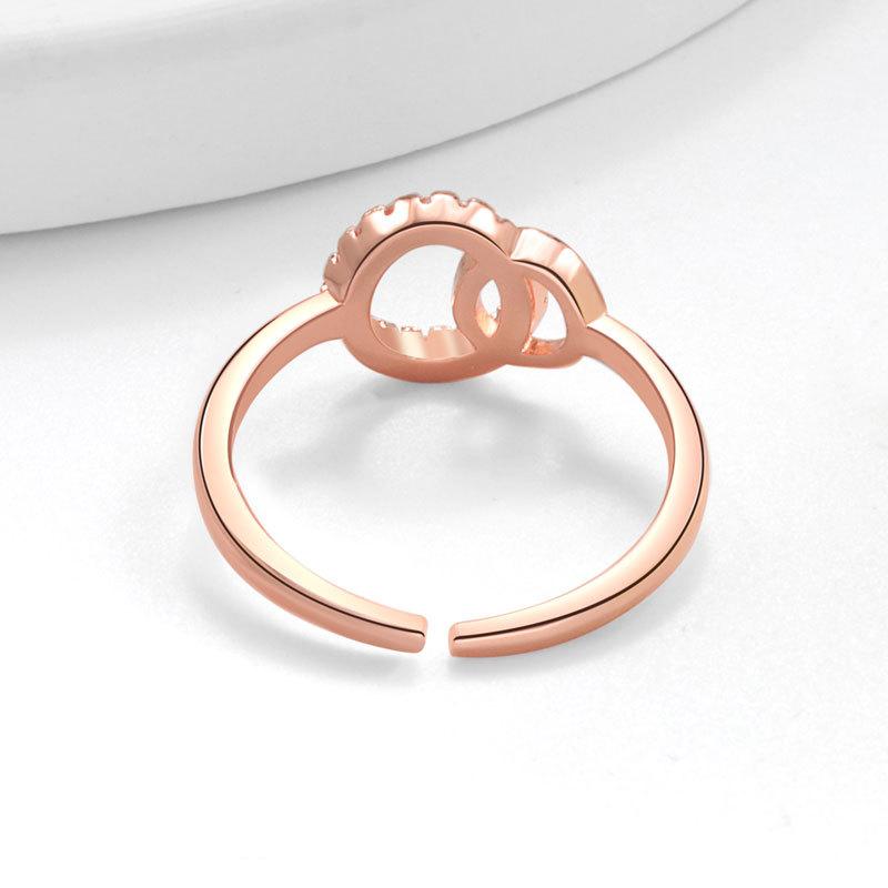Minimalist Fashion Double Interlocking Rings Linked Index Finger Ring For Women Stylish Simple Band Jewelry