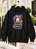 Mona The Vampire Peeking Over a Tombstone with Cat, Skull, Spiderwebs, And "Spooky But Sweet" Gothic Cartoon Sweatshirt Unisex Hoodie