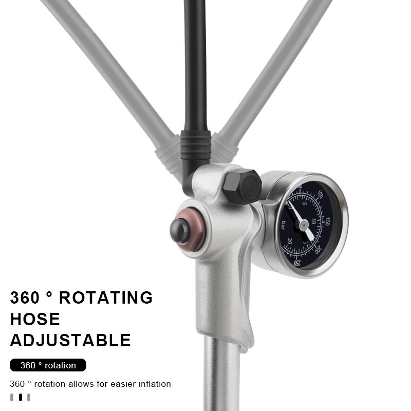 RIDERACE Pompa ad Aria per Ammortizzatori da Bicicletta 300psi Con Manometro Gonfiatore Portatile ad Alta Pressione per Pneumatici Pompa per Forcella e Sospensione Posteriore da Bicicletta