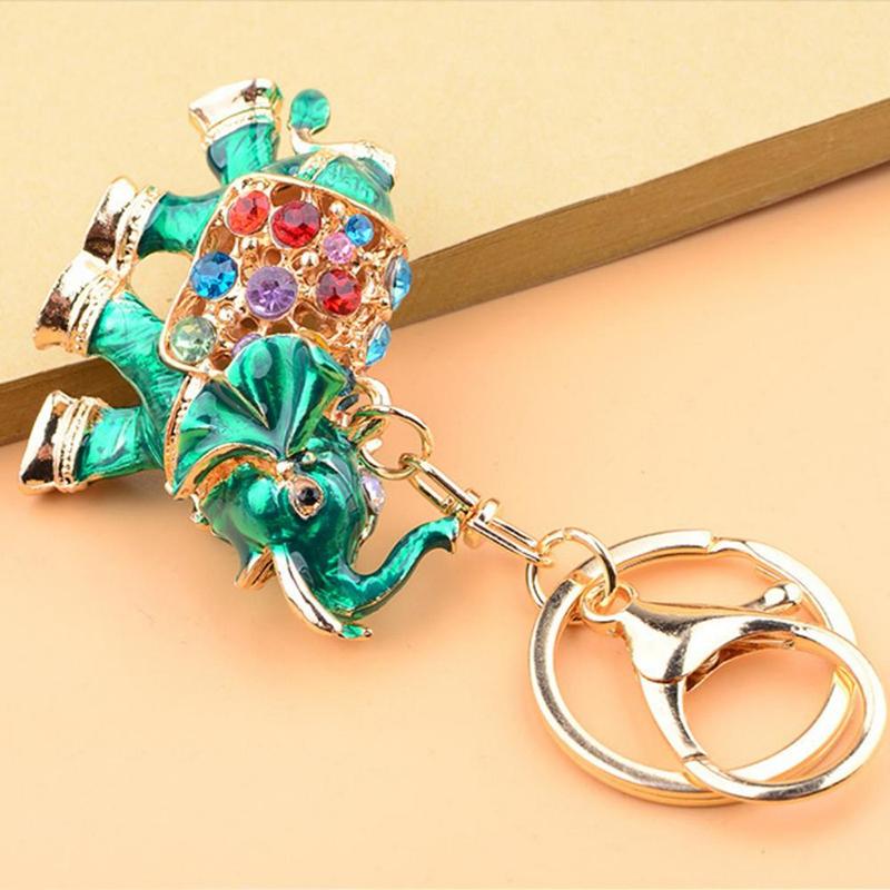 Woman Party Gift Full Rhinestone 3D Elephant Keychain Luxury Pendant Key Bag Charms Ornament Girls Jewelry Accessories Party