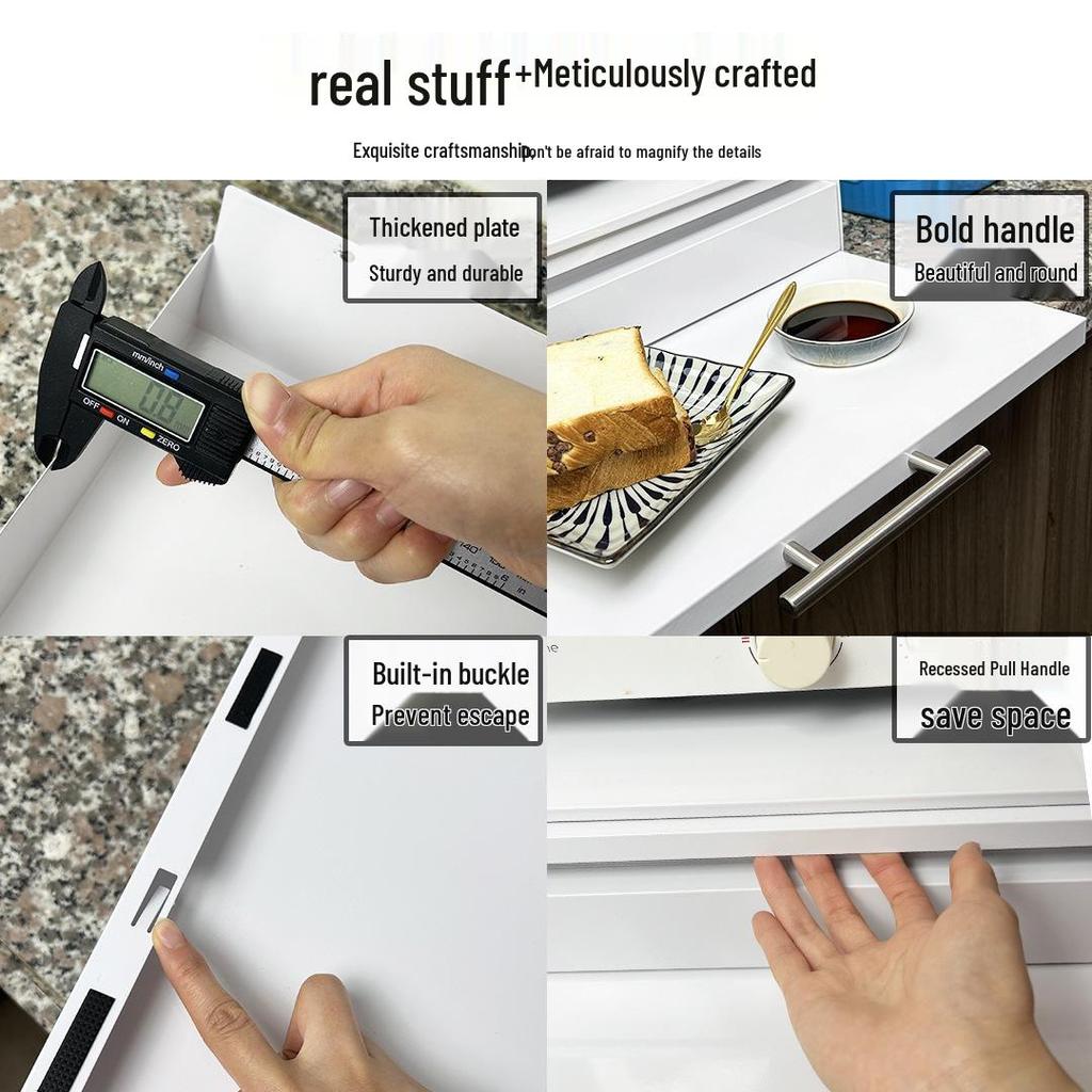 Coffee Machine Storage Rack & Microwave Riser with Dustproof Tea Bag Box