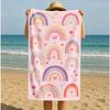 Boho Regenbogen Herz Strandtuch, Mikrofaser Sandfrei Schnelltrocknend, Süßer Liebesdruck, Weich Saugfähig für Kinder & Sommerurlaub