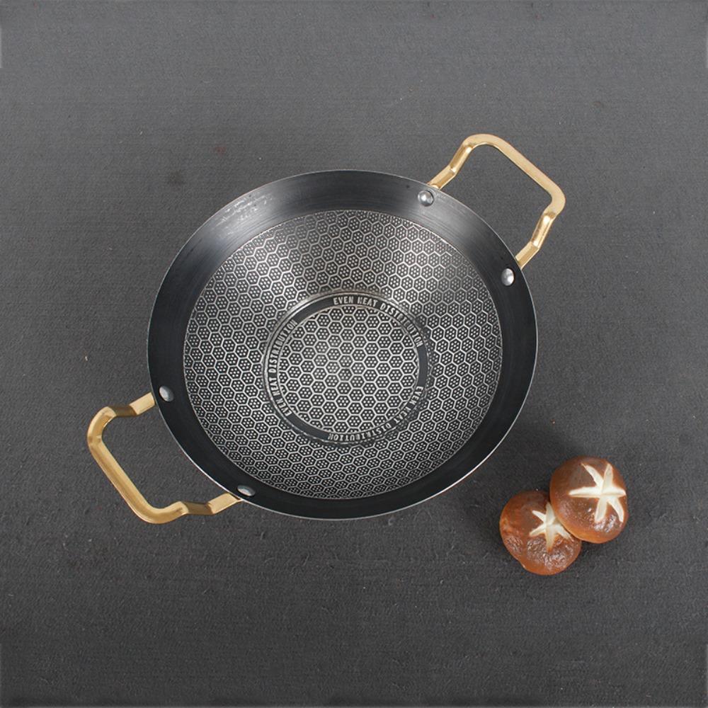 Korean Style Honeycomb Pattern Spicy Pot Stainless Steel Frying Cooking Pot Camping Wok Commercial