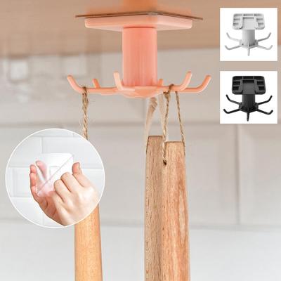 Otočný držák na nádobí o 360 stupňů Nástěnný držák na kuchyňské náčiní Závěsný organizér do koupelnové skříňky