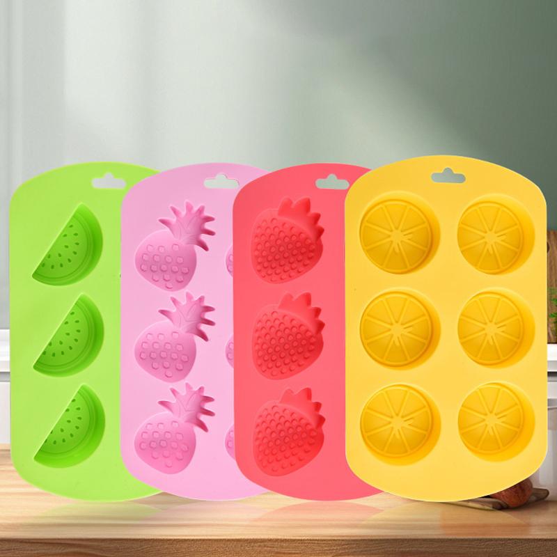 Silicone Fruit Ice Cube Trays In Various Styles,Strawberry, Pineapple, Lemon, And Other Fruit Shapes.